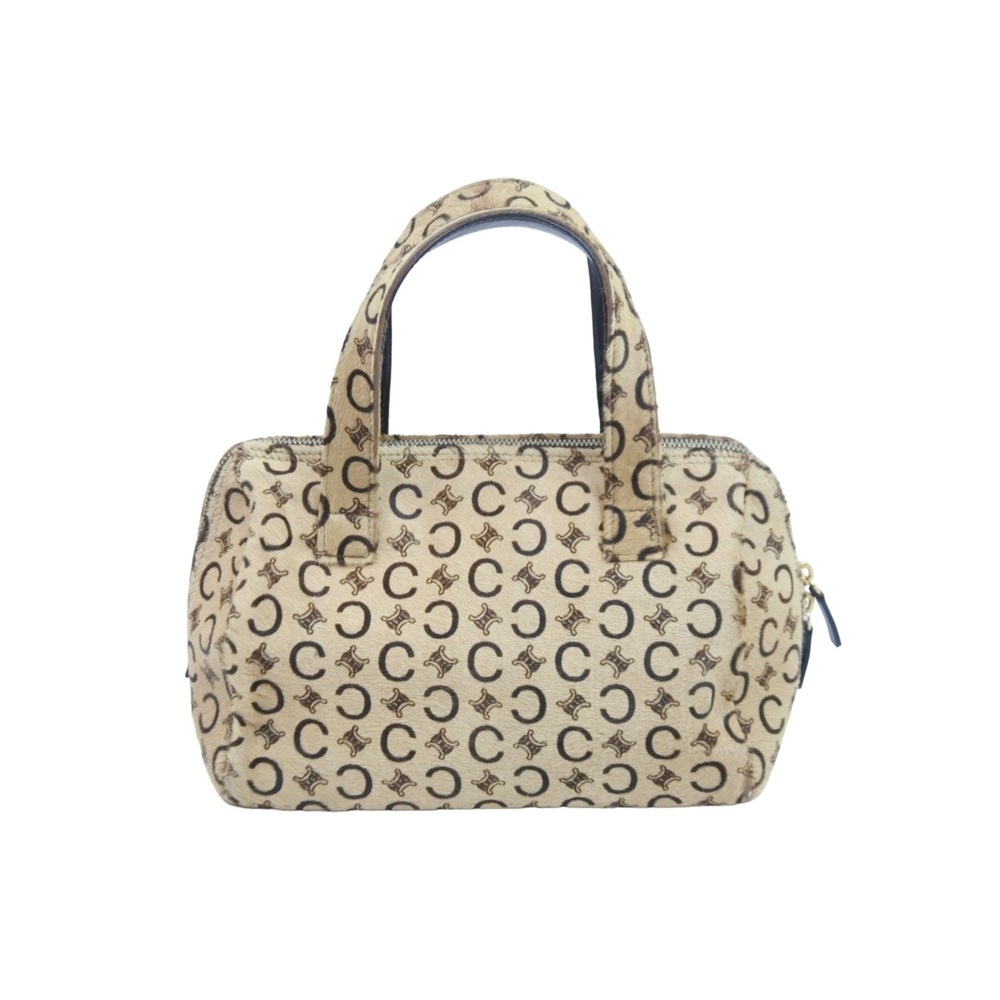 Celine Macadam Handbag Beige Tan Porcelain Leather Italy